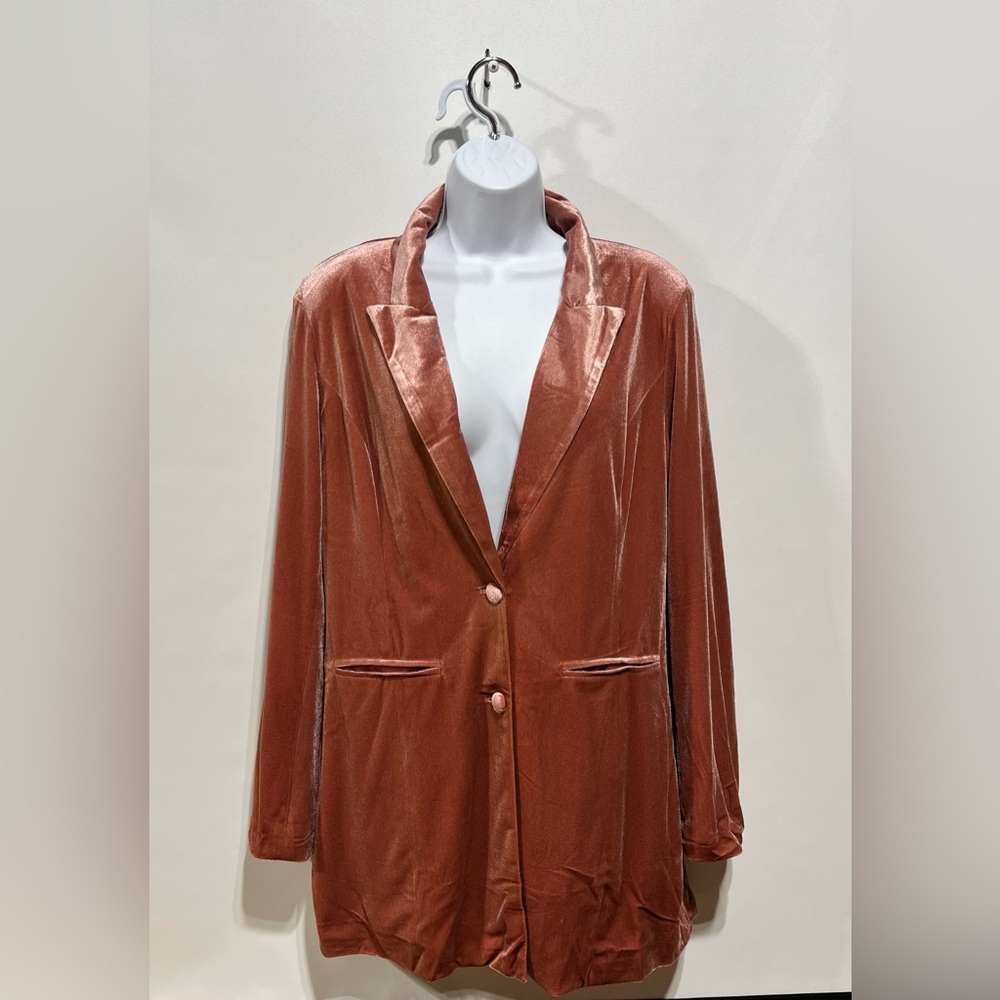 BiBi Pink Two Button Velvet Blazer Women’s Size Large New‎ With Tags